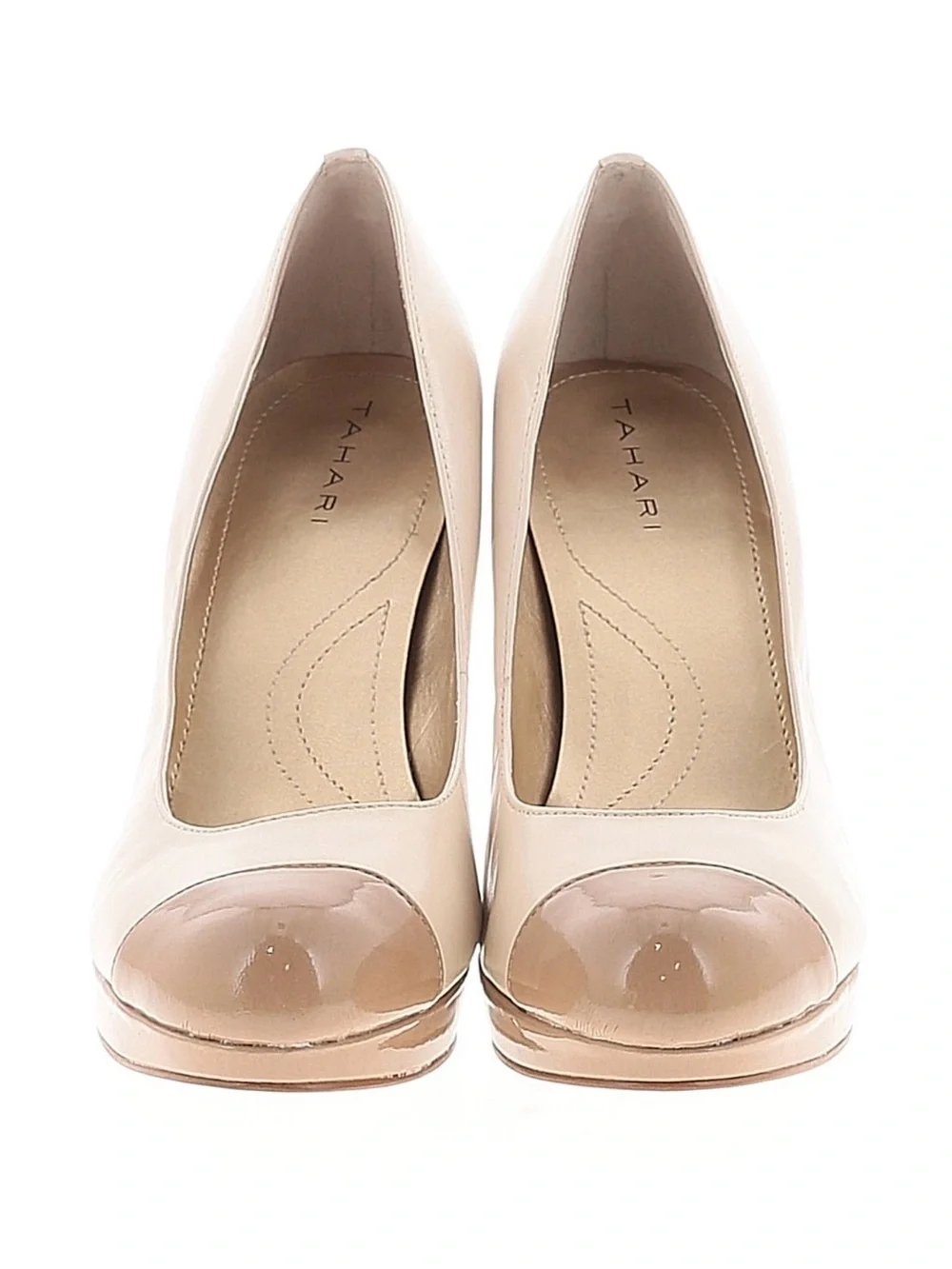 Classic Nude Leather Cap-Toe Pump - Women